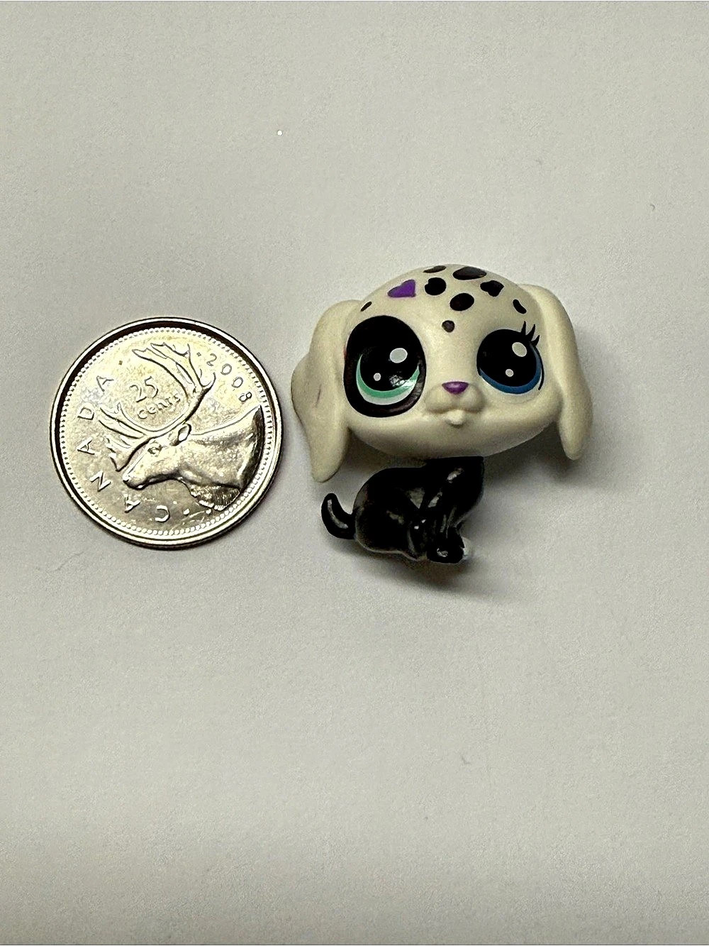 Hasbro Littlest Pet Shop Dalmatian Figure Black White Purple